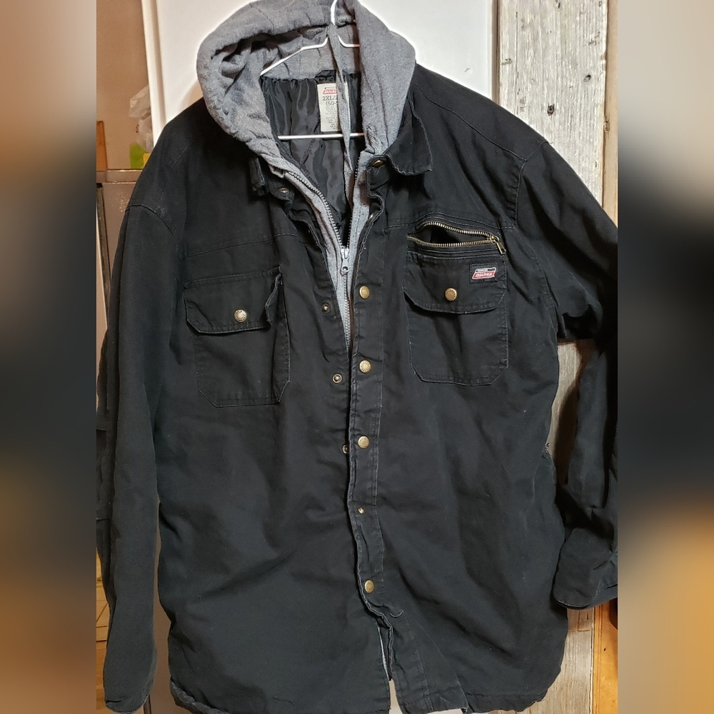 Dickies Black Barn Work Jacket,XXL Grey Hood Zip And Snap,heavy Cotton Durable